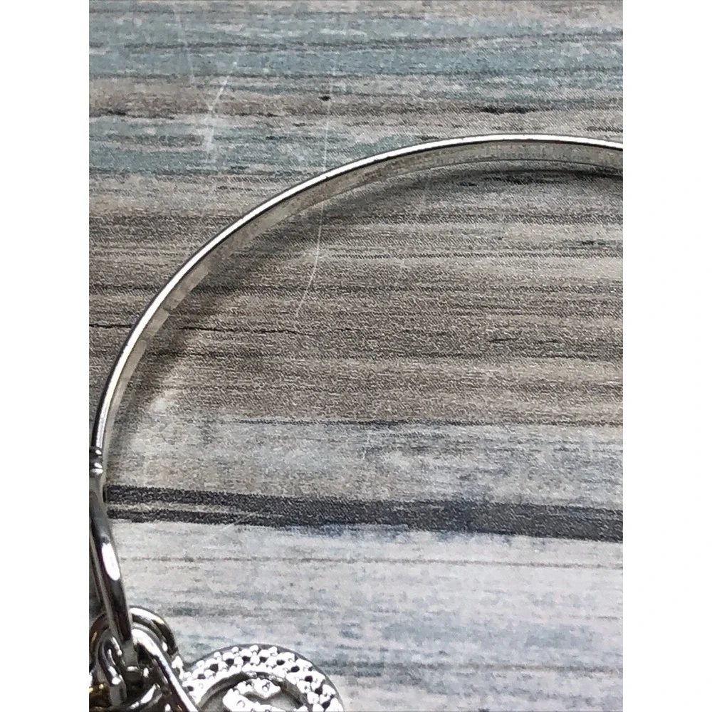 Letter M‎ initial Bangle Bracelet Silver Tone NWOT Hook Closure